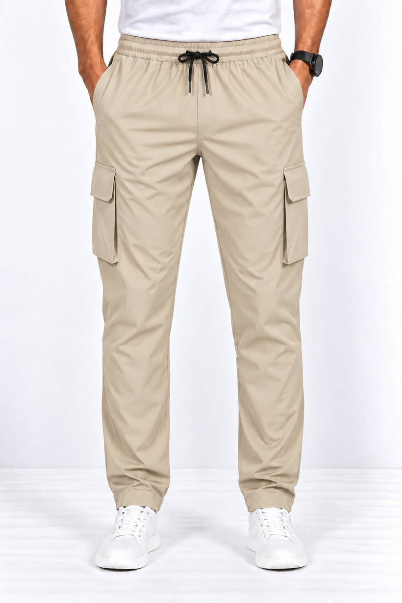 Beige-Cargo-Track-Pant-Front-View