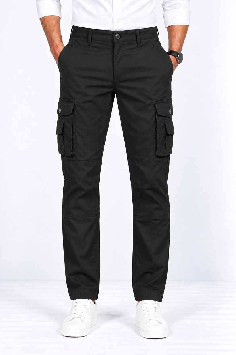 Black-Cotton-Cargo-Pant-Front-View