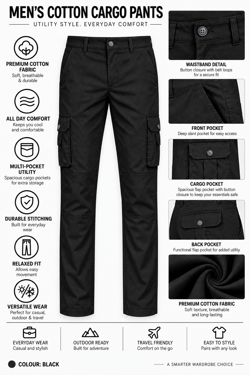 Black-Cotton-Cargo-Pant-Product-Detail-View