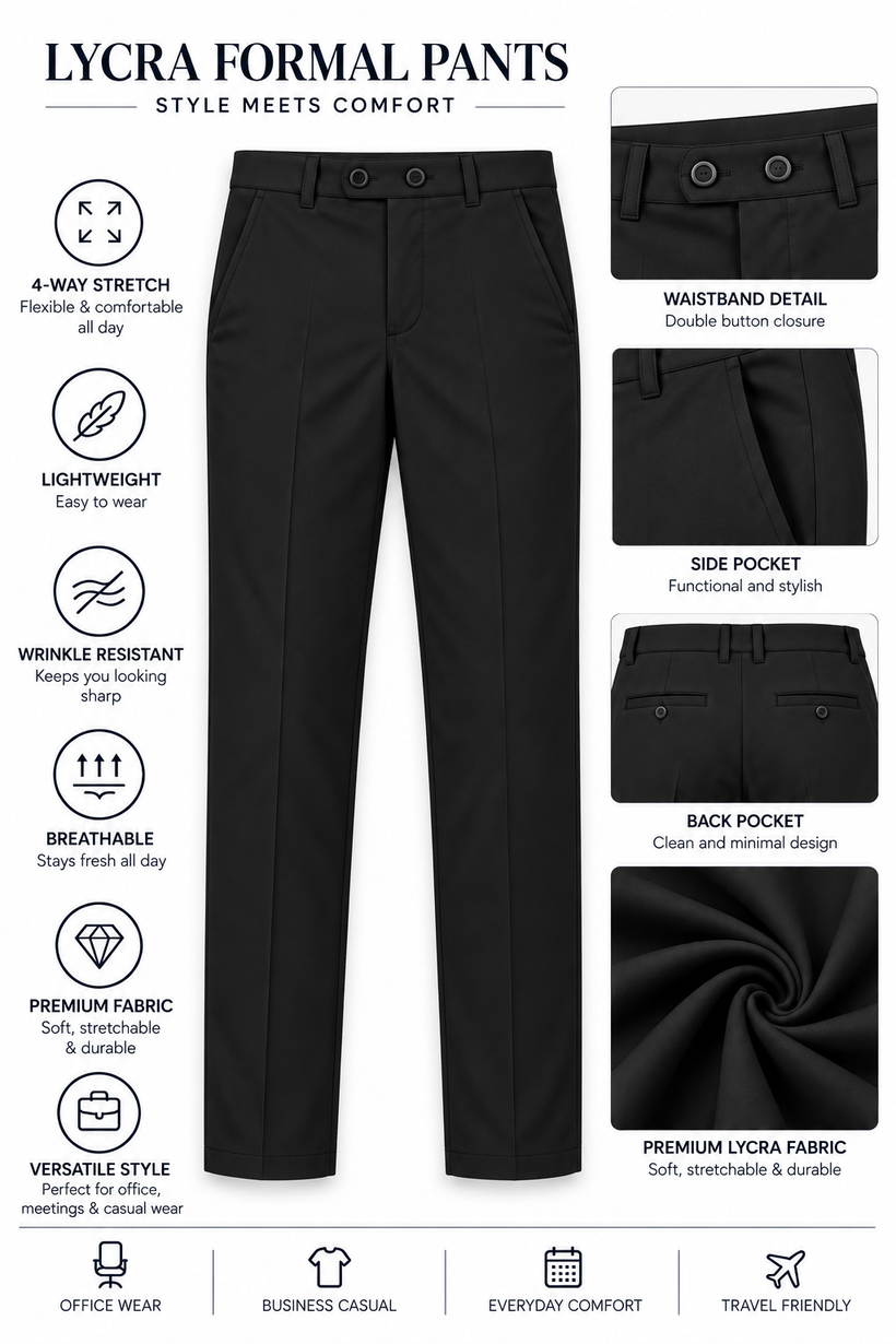 Black-Solid-Formal-Lycra-Pant-Product-Detail-View