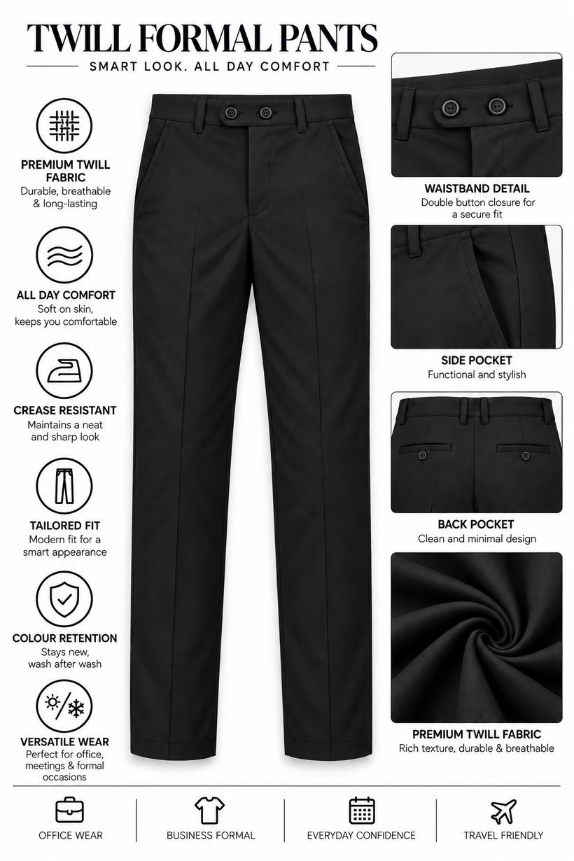 Black-Solid-Twill-Formal-Pant-Product-Detail-View