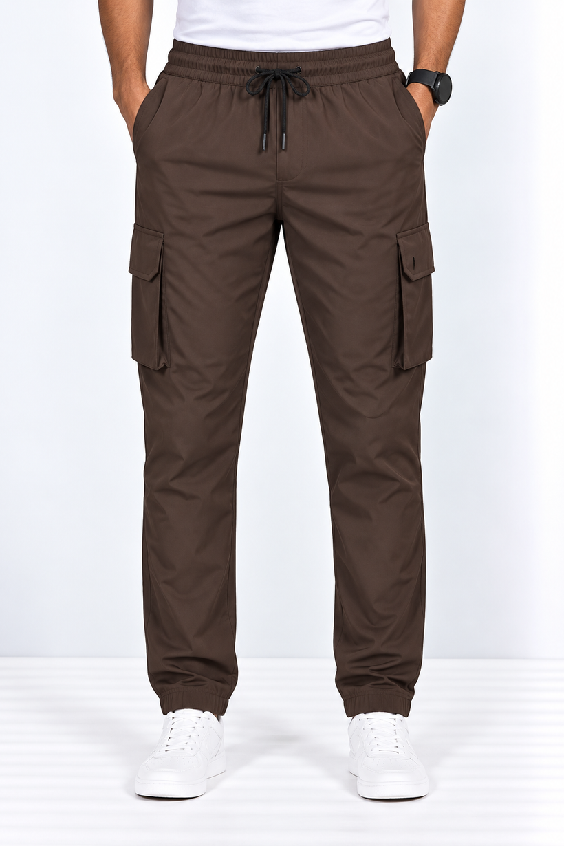 Brown-Cargo-Track-Pant-Front-View