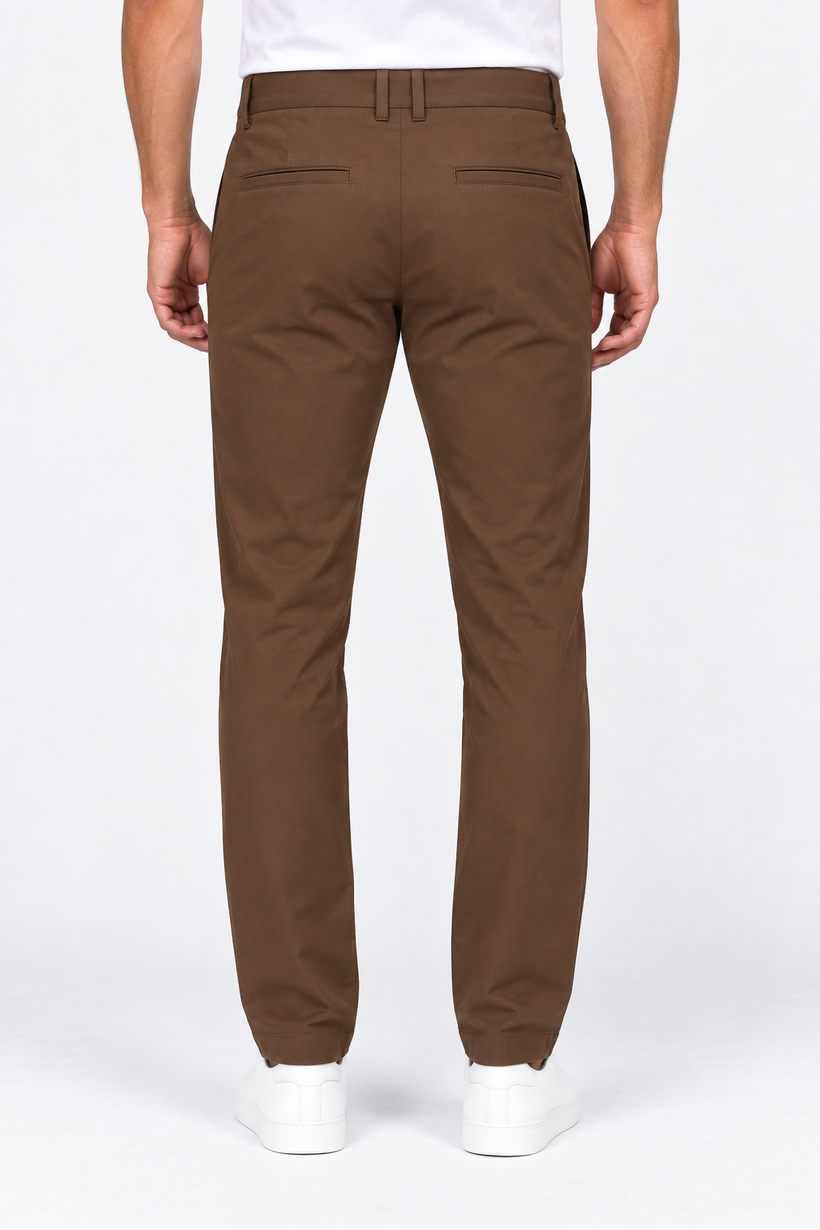 Brown-Solid-Formal-Lycra-Pant-Back-View