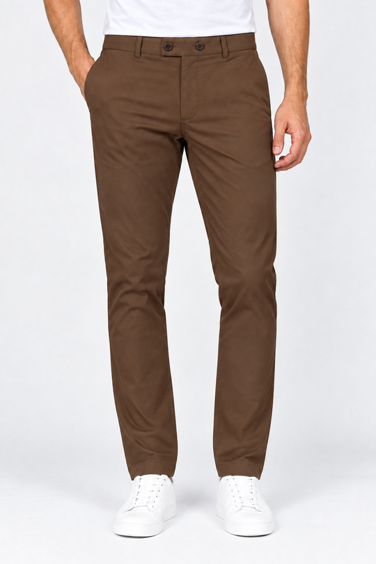 Brown-Solid-Formal-Lycra-Pant-Front-View