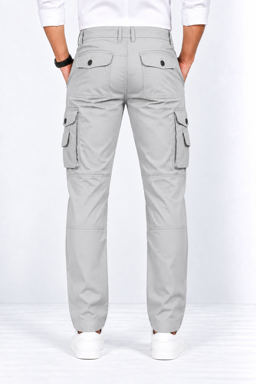 Gray-Cotton-Cargo-Pant-Back-View
