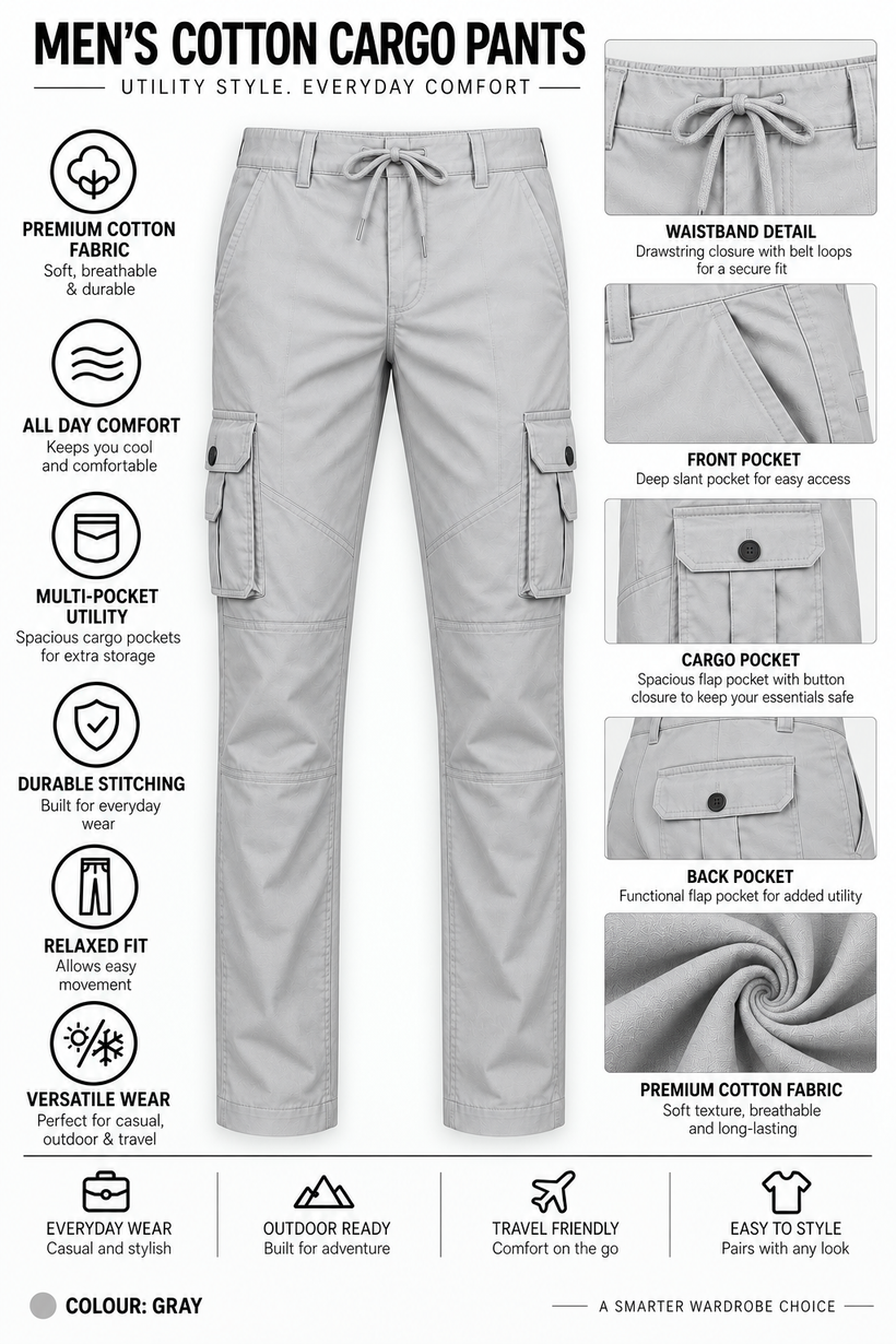 Gray-Cotton-Cargo-Pant-Product-Detailed-View