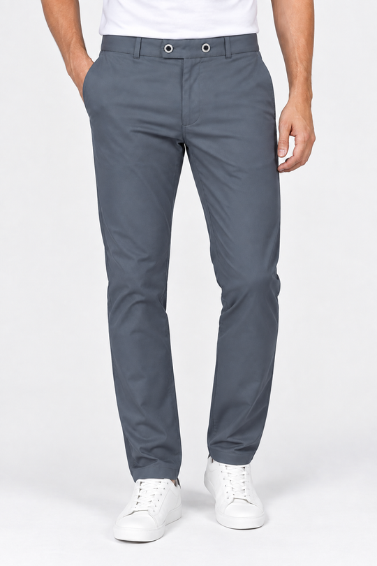 Grey-Solid-Formal-Lycra-Pant-Front-View