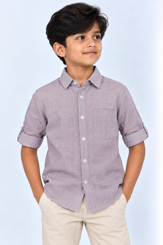 Light-Lavender-Kids-Korean-Shirt-Front-View