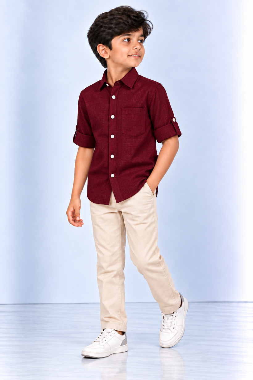 Maroon-Kids-Korean-Shirt-Full-View