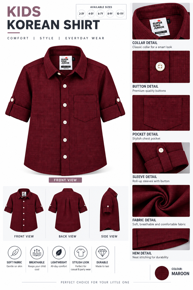 Maroon-Kids-Korean-Shirt-Product-Detail-View