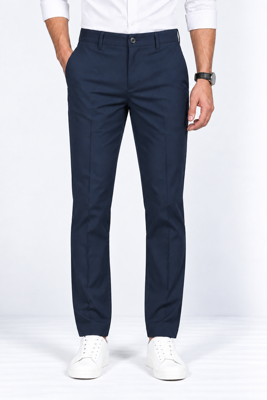 Navy-Blue-Solid-Cotton-Formal-Pant-Front-View