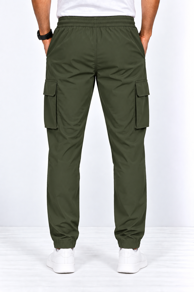 Olive-Green-Cargo-Track-Pant-Back-View