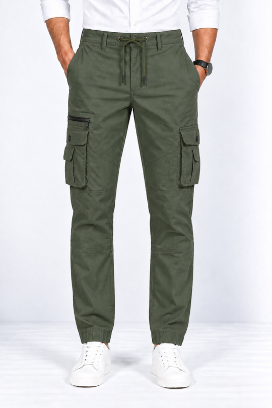 Olive-Green-Cotton-Cargo-Pant-Front-View