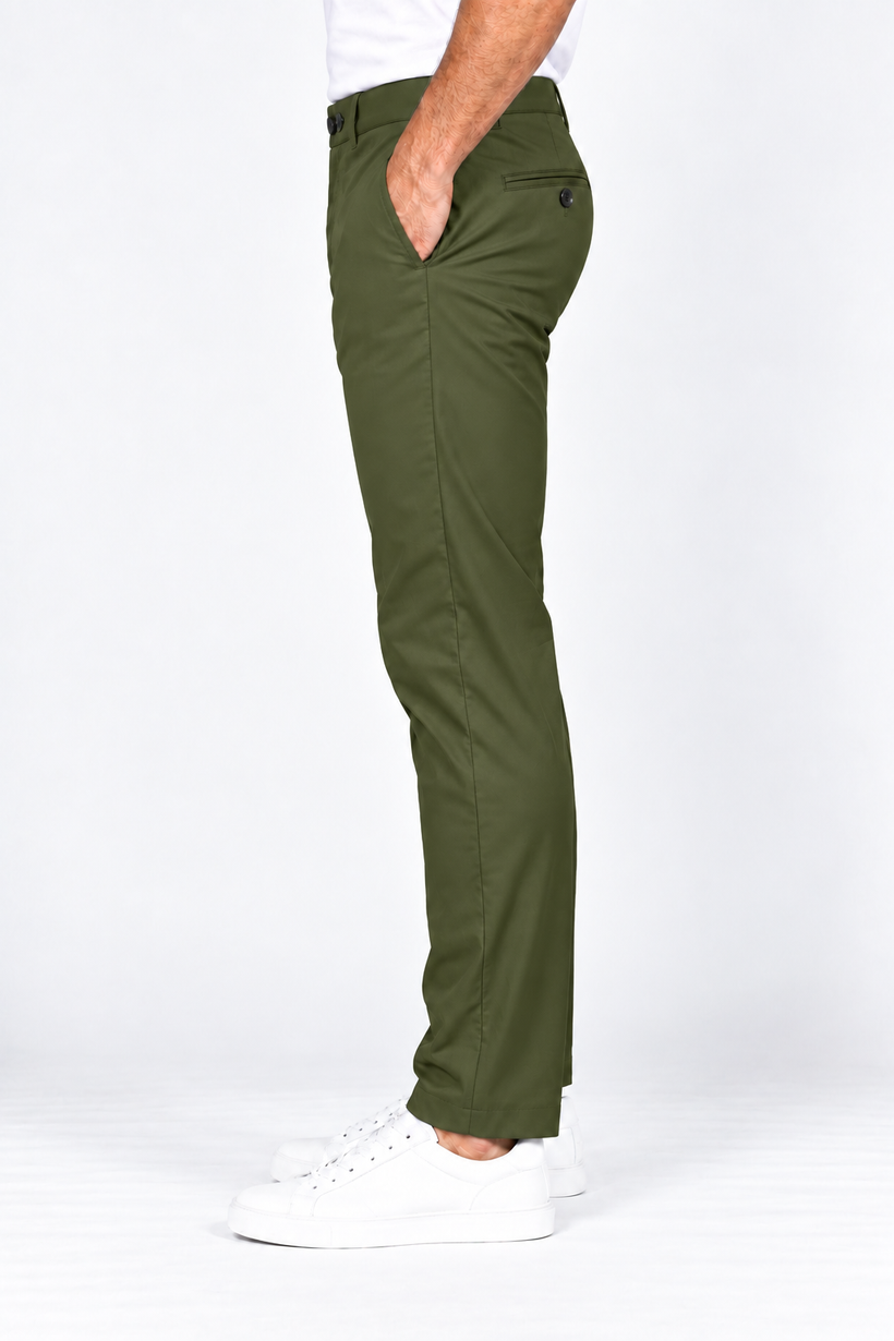 Olive-Green-Solid-Twill-Formal-Pant-Side-View