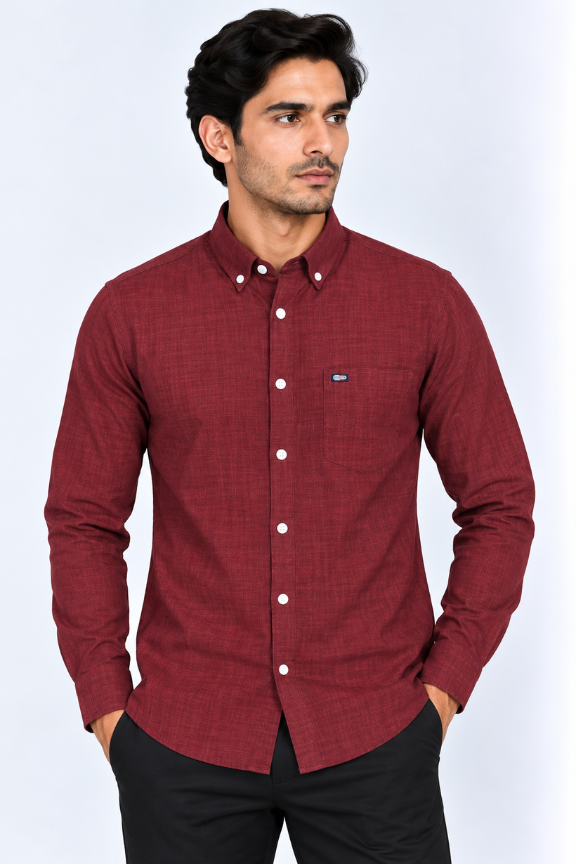 Red-Korean-Shirt-Front-View