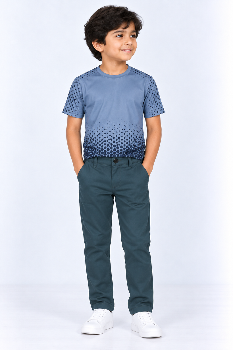 Teal-Blue-Solid-Kids-Cotton-Pant-Front-View