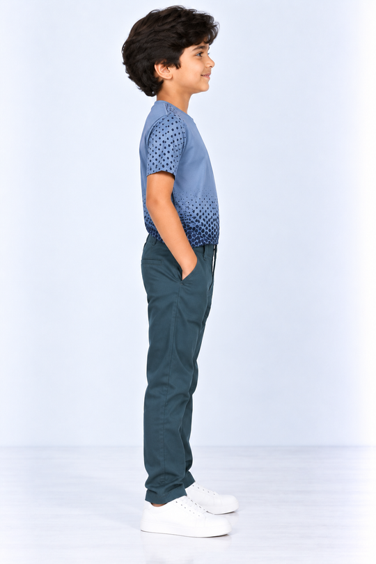 Teal-Blue-Solid-Kids-Cotton-Pant-Side-View