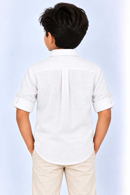 White-Kids-Korean-Shirt-Back-View