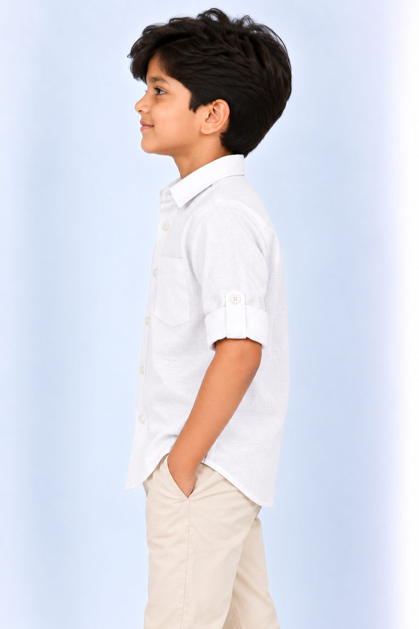 White-Kids-Korean-Shirt-Side-View
