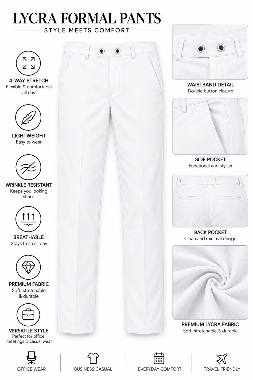 White-Solid-Formal-Lycra-Pant-Prosuct-Detail-View