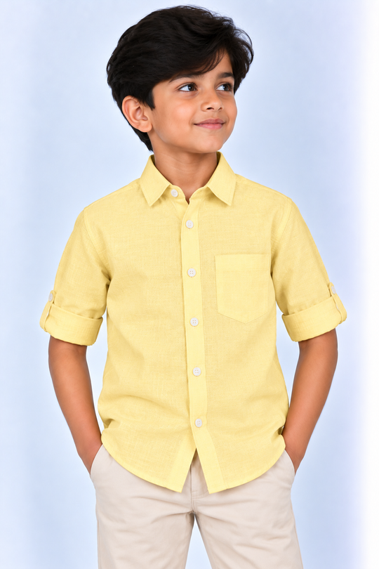 Yellow-Kids-Korean-Shirt-Front-View
