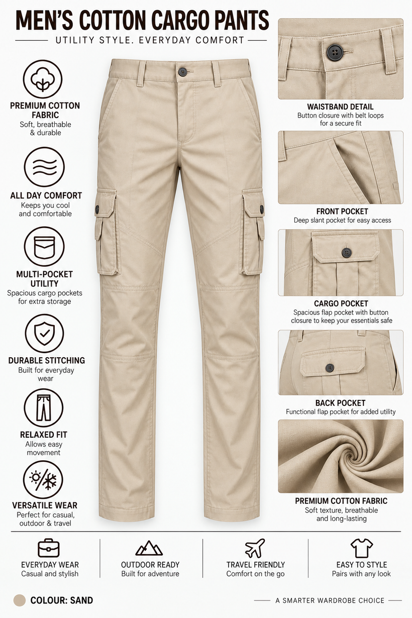 Beige-Cotton-Cargo-Pant-Product-Detail-View