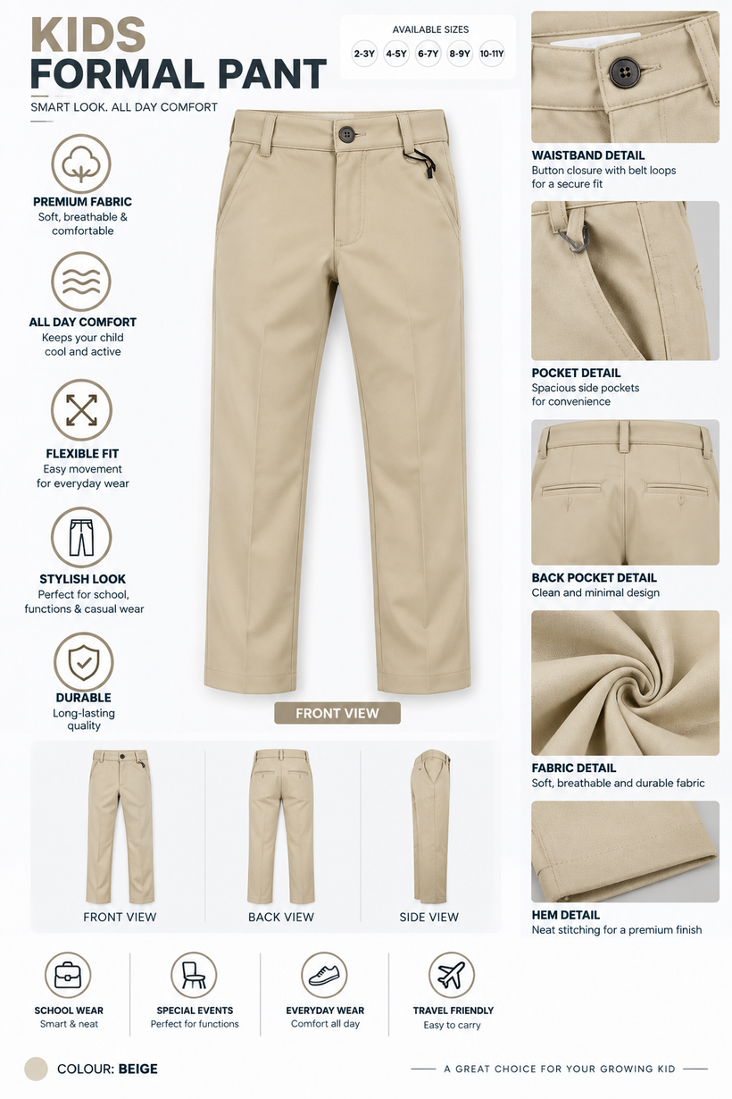 Beige-Solid-Kids-Cotton-Pant-Product-Detail-View