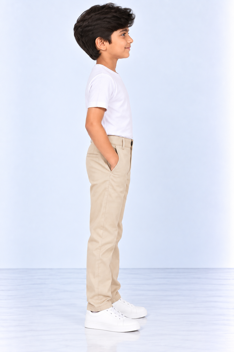Beige-Solid-Kids-Cotton-Pant-Side-View
