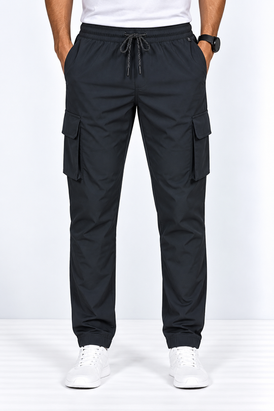Black-Cargo-Track-Pant-Front-View