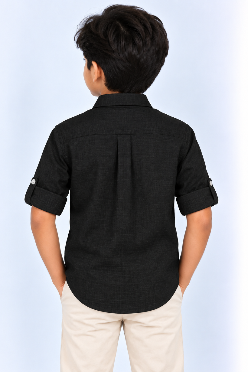 Black-Kids-Korean-Shirt-Front-View