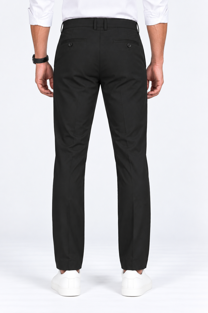 Black Solid Cotton Formal Pants for Men