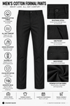 Black Solid Cotton Formal Pants for Men