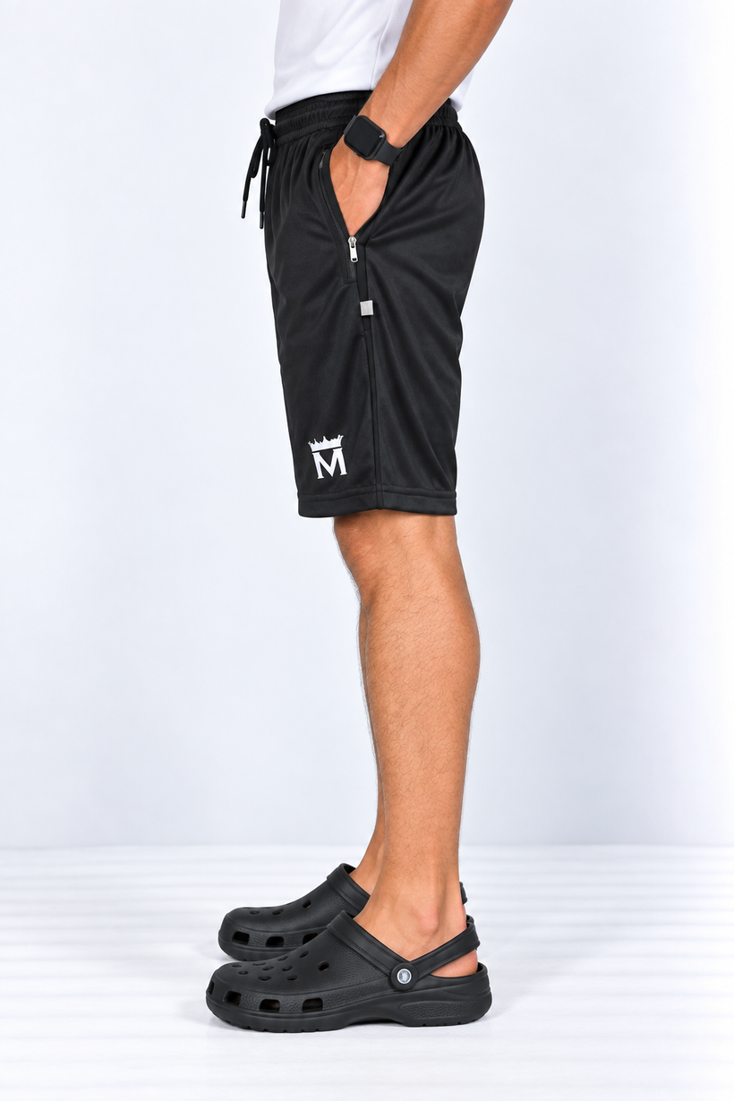 Black-Solid-Sport-Shorts-Side-View