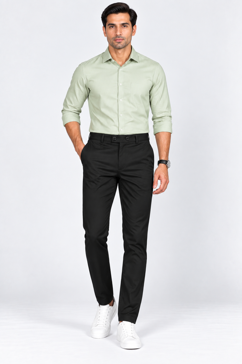 Black-Solid-Twill-Formal-Pant-Full-View