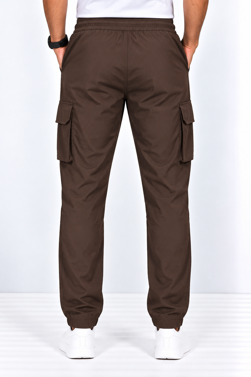 Brown-Cargo-Track-Pant-Back-View