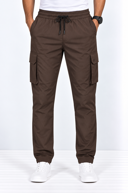 Brown-Cargo-Track-Pant-Front-View
