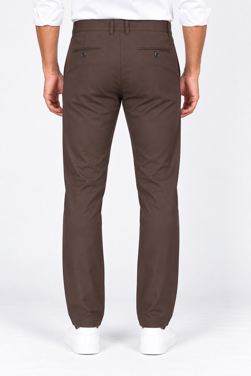 Brown-Solid-Twill-Formal-Pant-Back-View