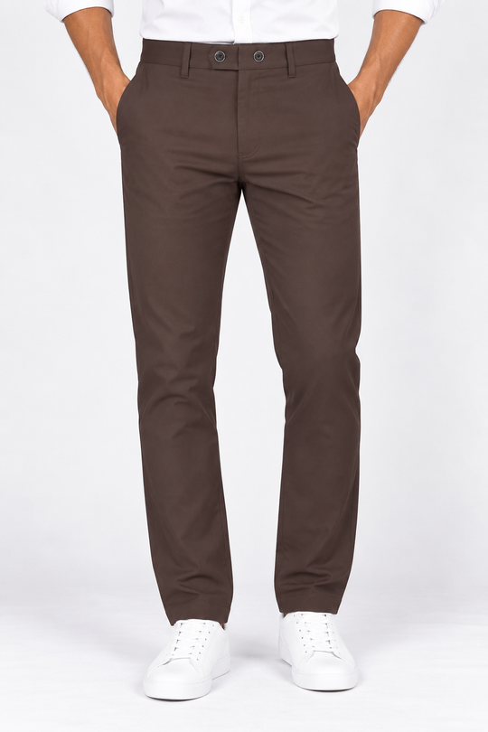 Brown-Solid-Twill-Formal-Pant-Front-View