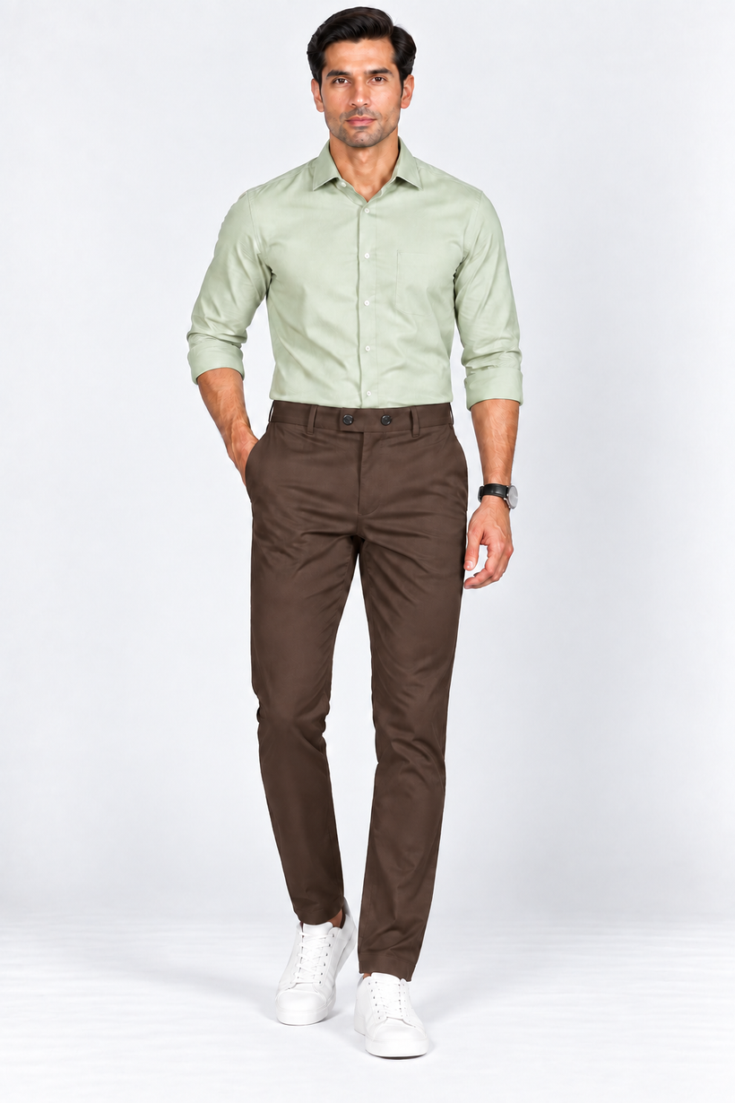 Brown-Solid-Twill-Formal-Pant-Full-View