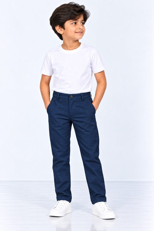 Dark-Blue-Solid-Kids-Cotton-Pant-Full-View