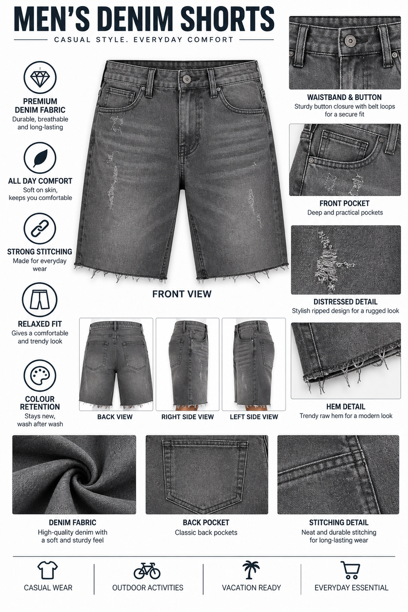 Dark-Grey-Jean-Short-Product-Detail-View