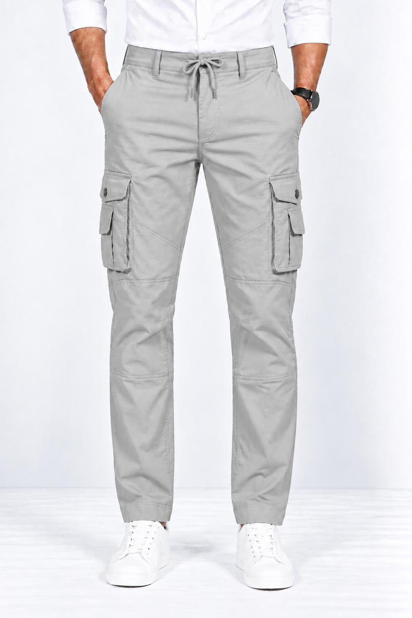 Gray-Cotton-Cargo-Pant-Front-View