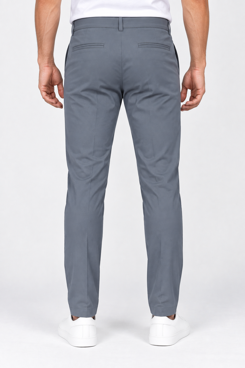 Grey-Solid-Formal-Lycra-Pant-Back-View