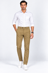 Khaki Solid Twill Formal Pants for Men