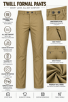 Khaki Solid Twill Formal Pants for Men