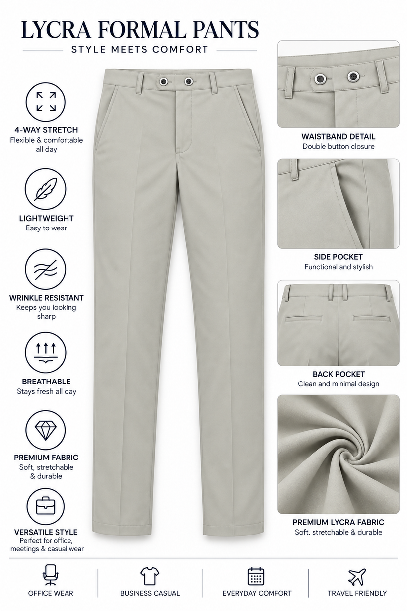 Light-Greige-Solid-Formal-Lycra-Pant-Product-Detail-View