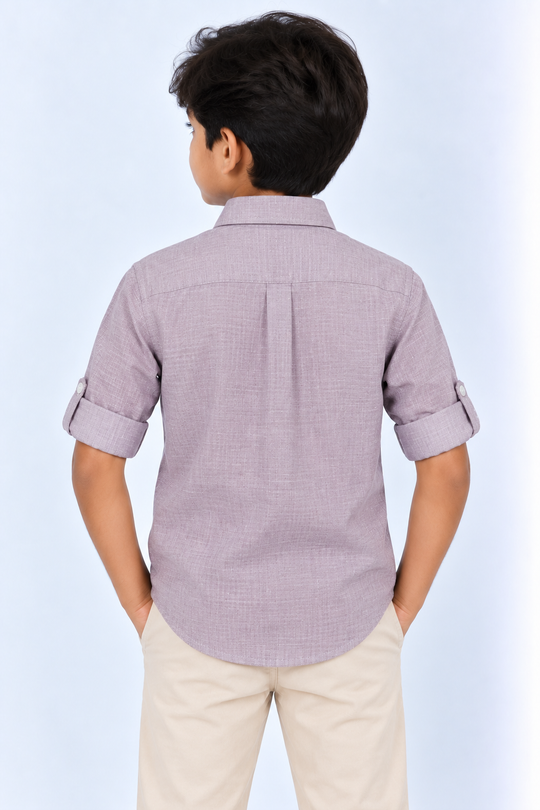 Light-Lavender-Kids-Korean-Shirt-Back-View