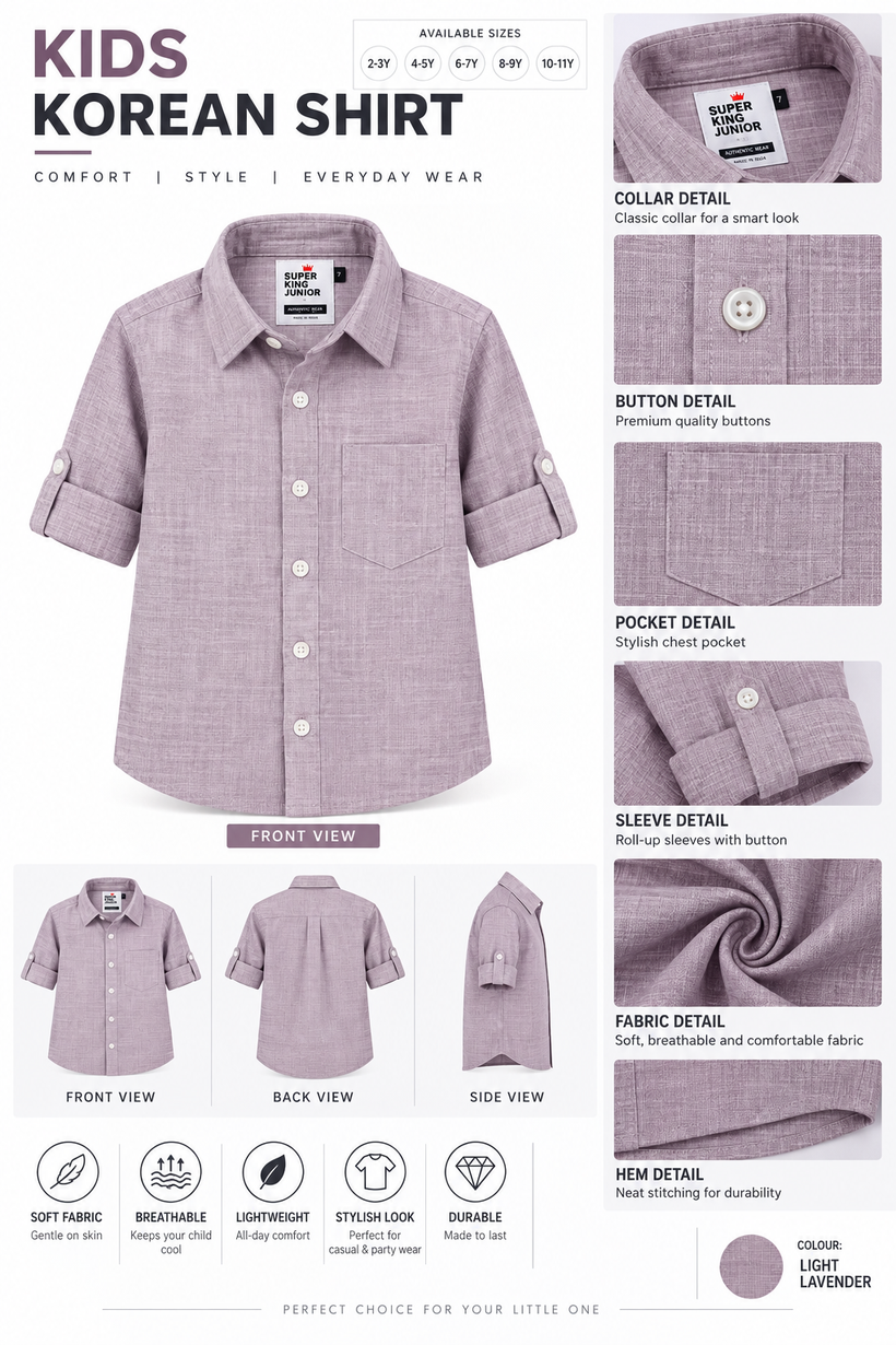 Light-Lavender-Kids-Korean-Shirt-Product-Detail-View