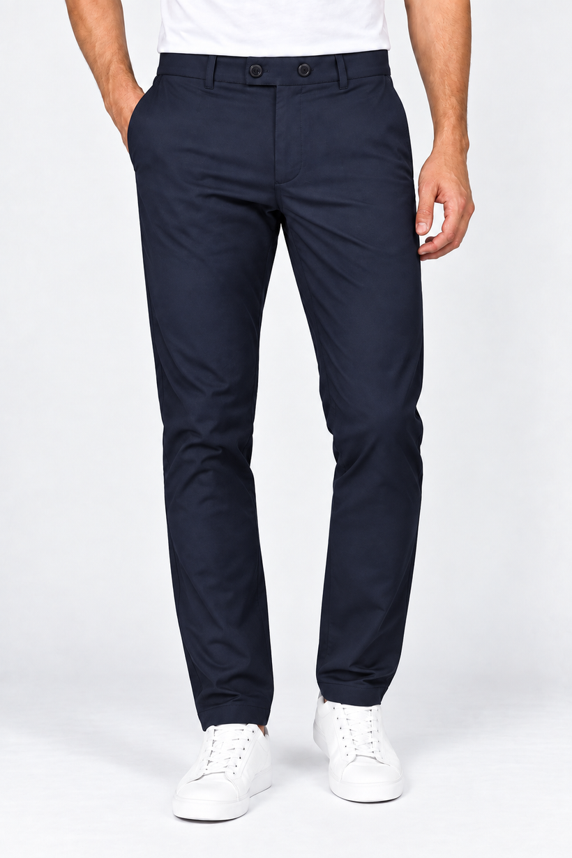 Navy-Blue-Solid-Twill-Formal-Pant-Front-View