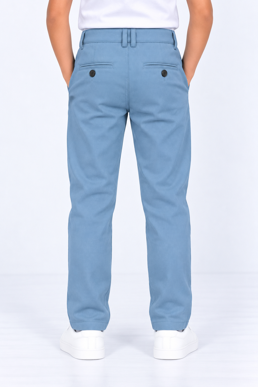 Sky-Blue-Solid-Kids-Cotton-Pant-Back-View
